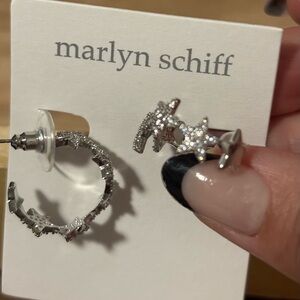 Marlyn Schiff Silver Starry Hoop Earrings